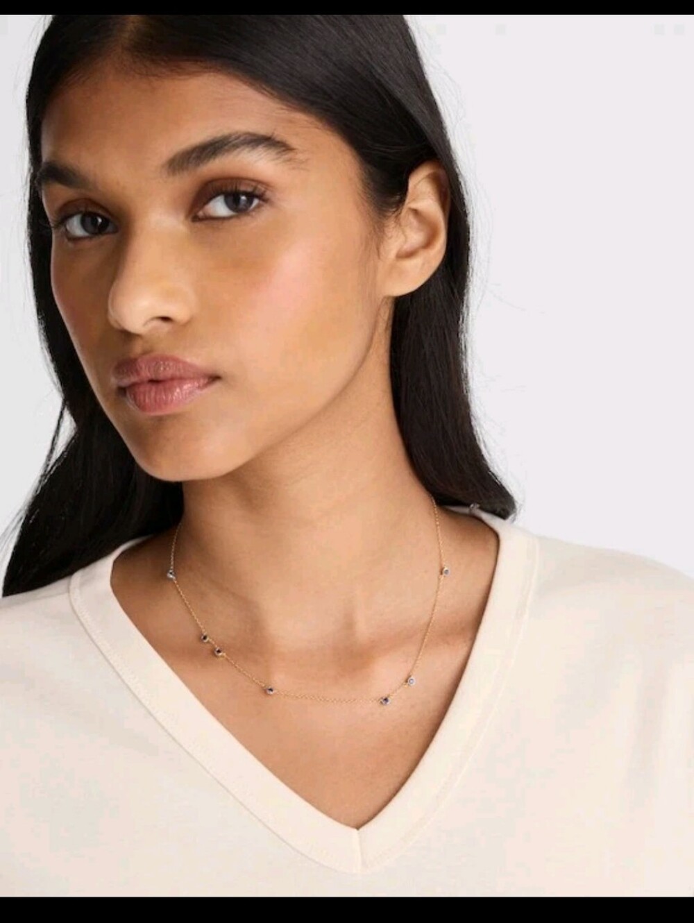 Madewell Gold Demi-Fine Sapphire Choker Necklace Dainty Chain 16" CZ Sparkle - Picture 6 of 10
